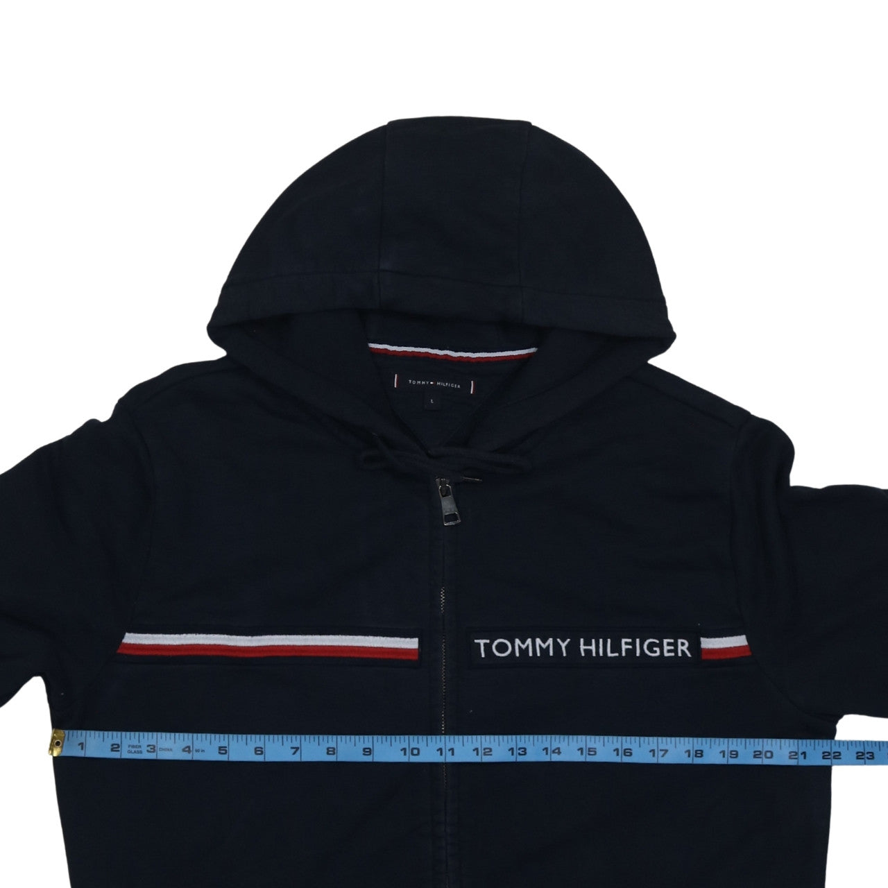 Tommy Hilfiger Men's Black Full Zip Hoodie L Classic Logo