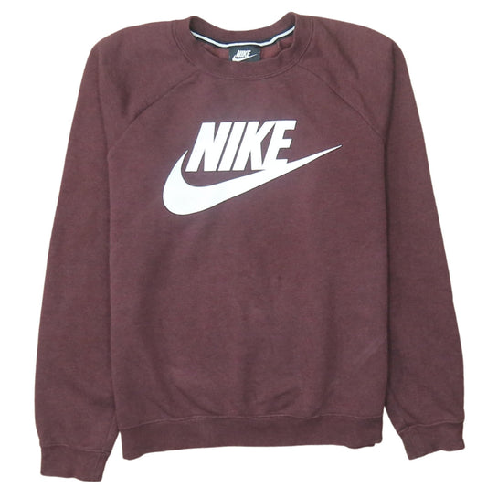 Nike Mens Brown Pullover Sweatshirt Small Crew Neck Logo Print