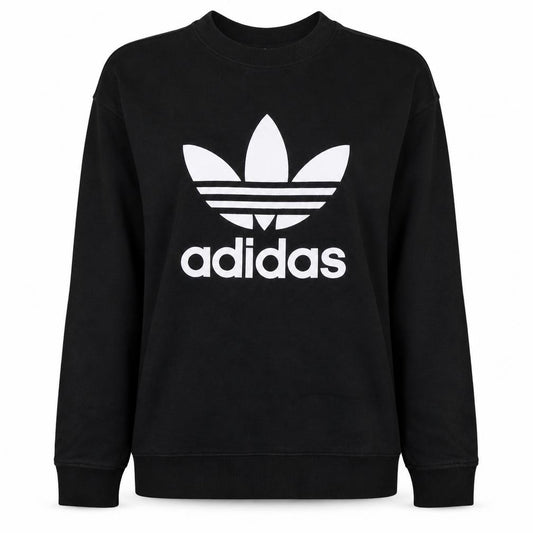 Adidas Womens Black Crew Neck Pullover Sweatshirt Size 12