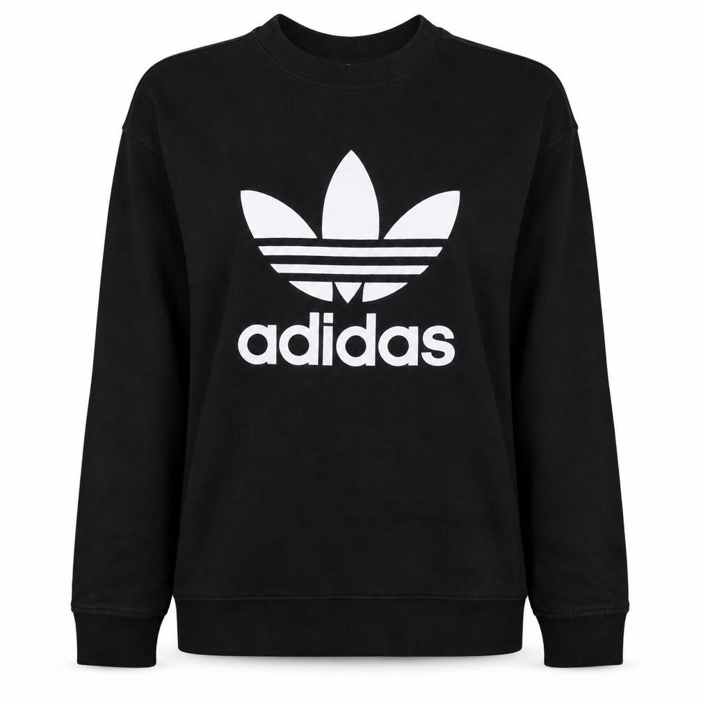 Adidas Womens Black Crew Neck Pullover Sweatshirt Size 12