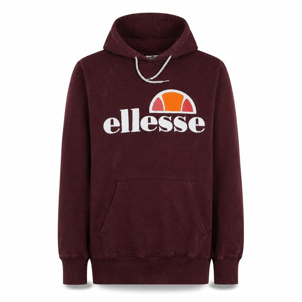 Ellesse Men's Brown Pullover Hoodie M Graphic Logo Fleece