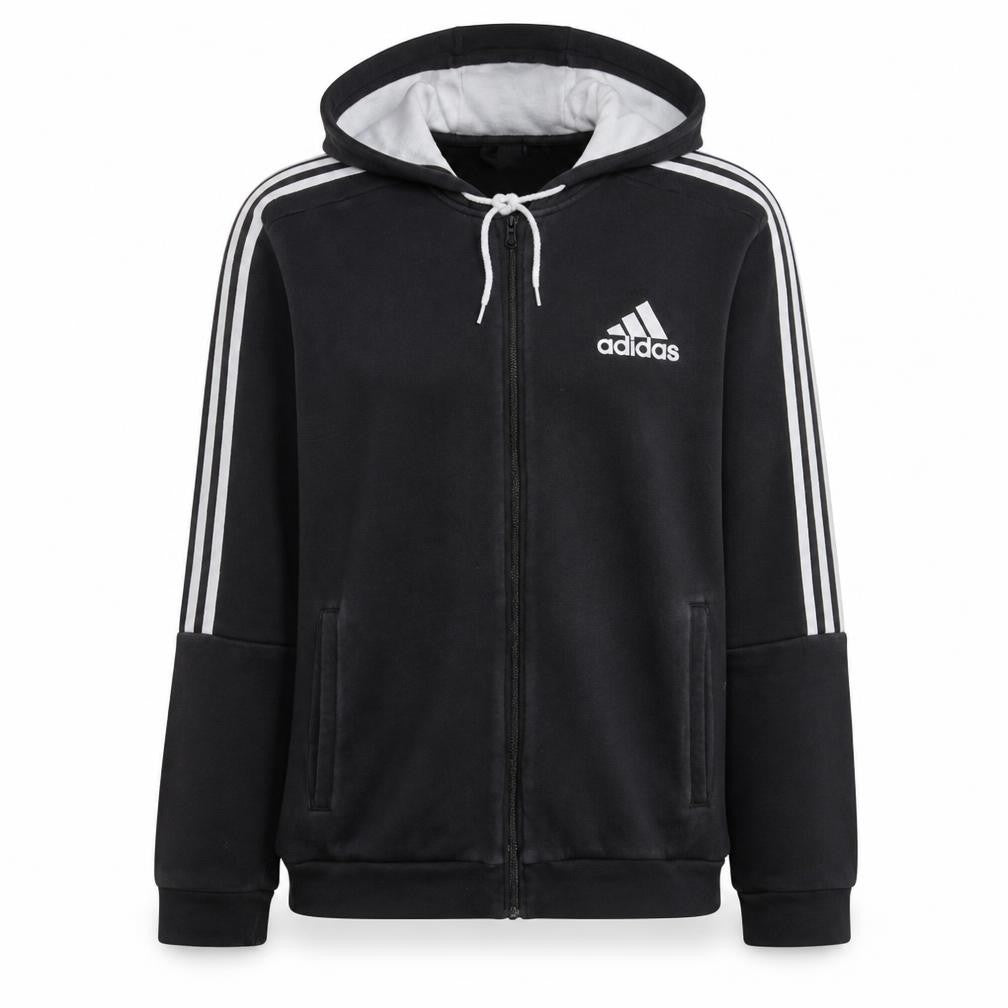 Adidas Men's Black Full Zip Hoodie L Sports Fleece Sweatshirt