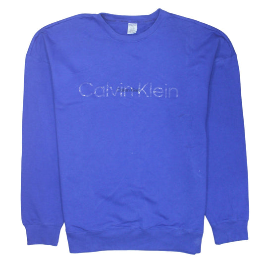 Calvin Klein Men's Blue Logo Crew Neck Pullover Sweatshirt Size S