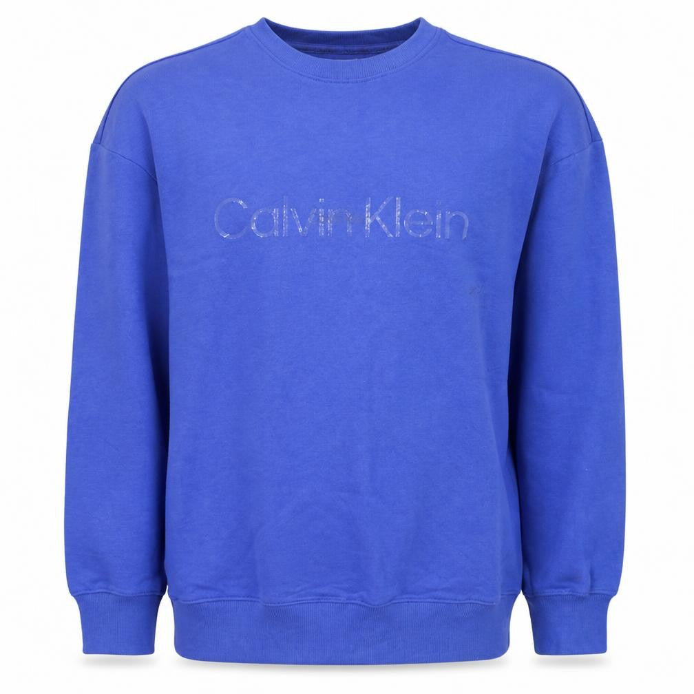 Calvin Klein Men's Blue Logo Crew Neck Pullover Sweatshirt Size S