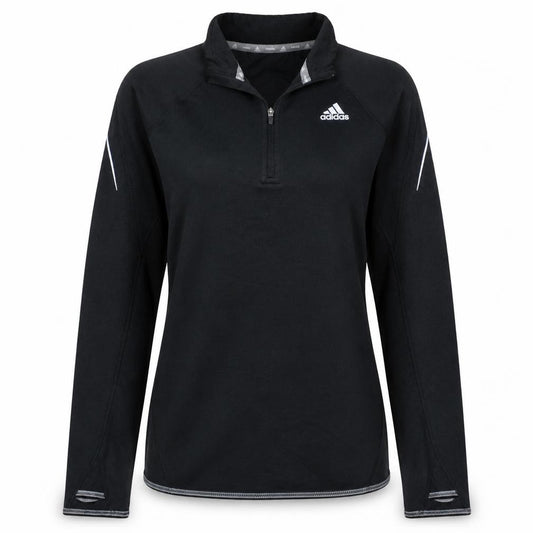 Adidas Women Black 1/2 Zip ClimaWarm Running Sweatshirt UK 8-10