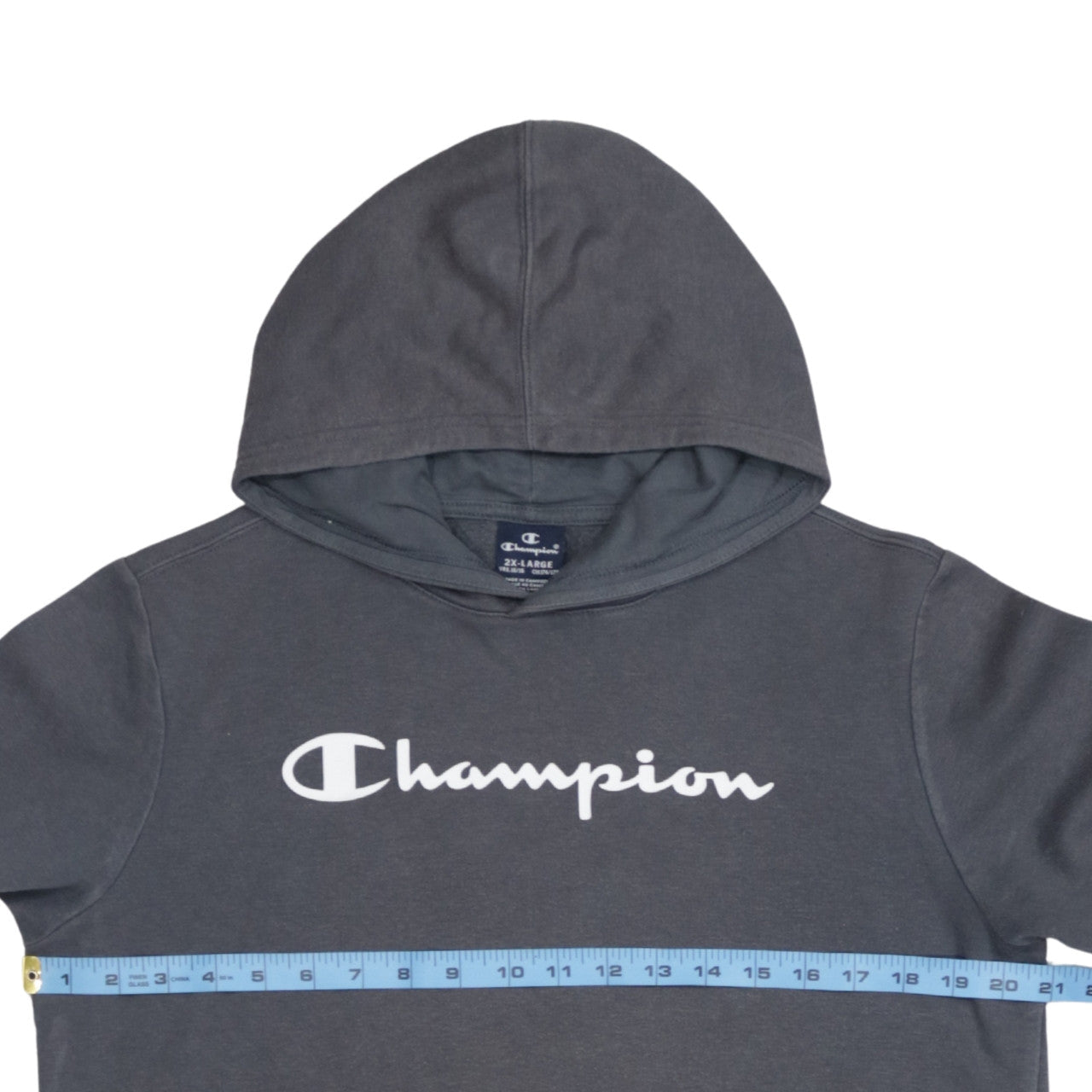 Champion Boys Grey 2XL Pullover Hoodie with Logo Print