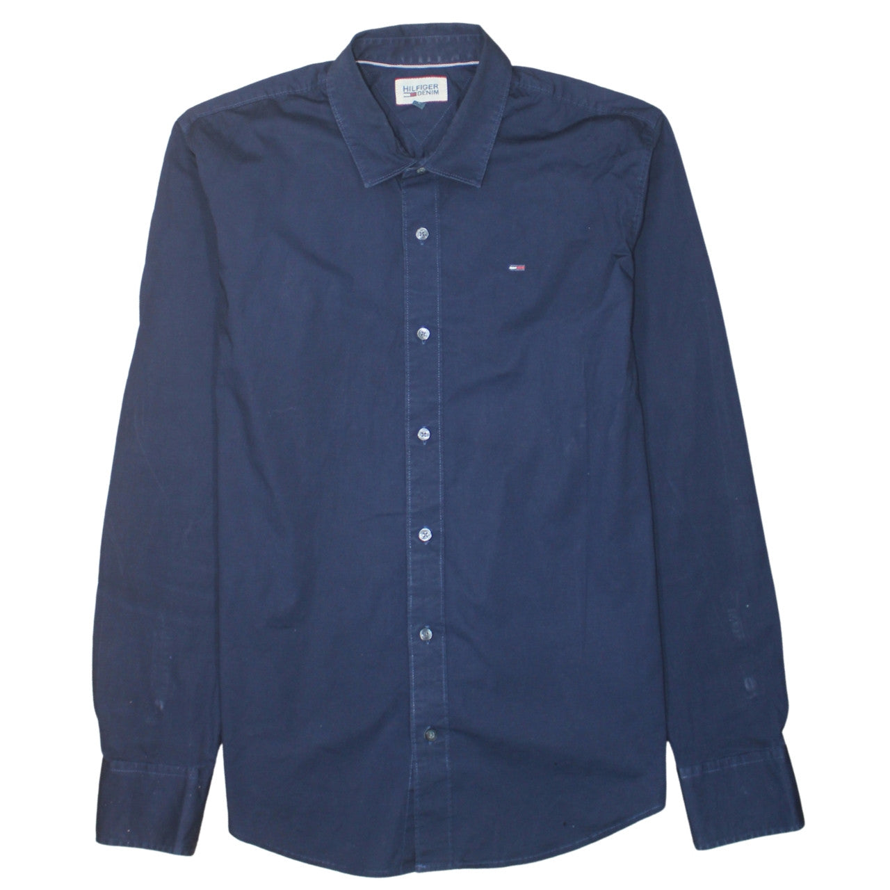 Hilfiger Denim Men's Blue Long Sleeve Button-Up Cotton Shirt L