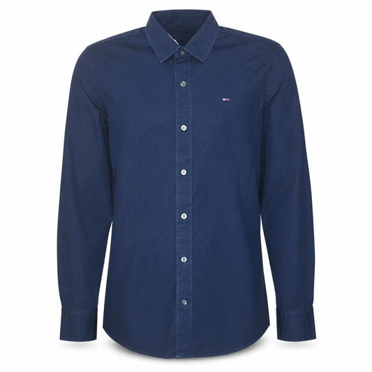 Hilfiger Denim Men's Blue Long Sleeve Button-Up Cotton Shirt L