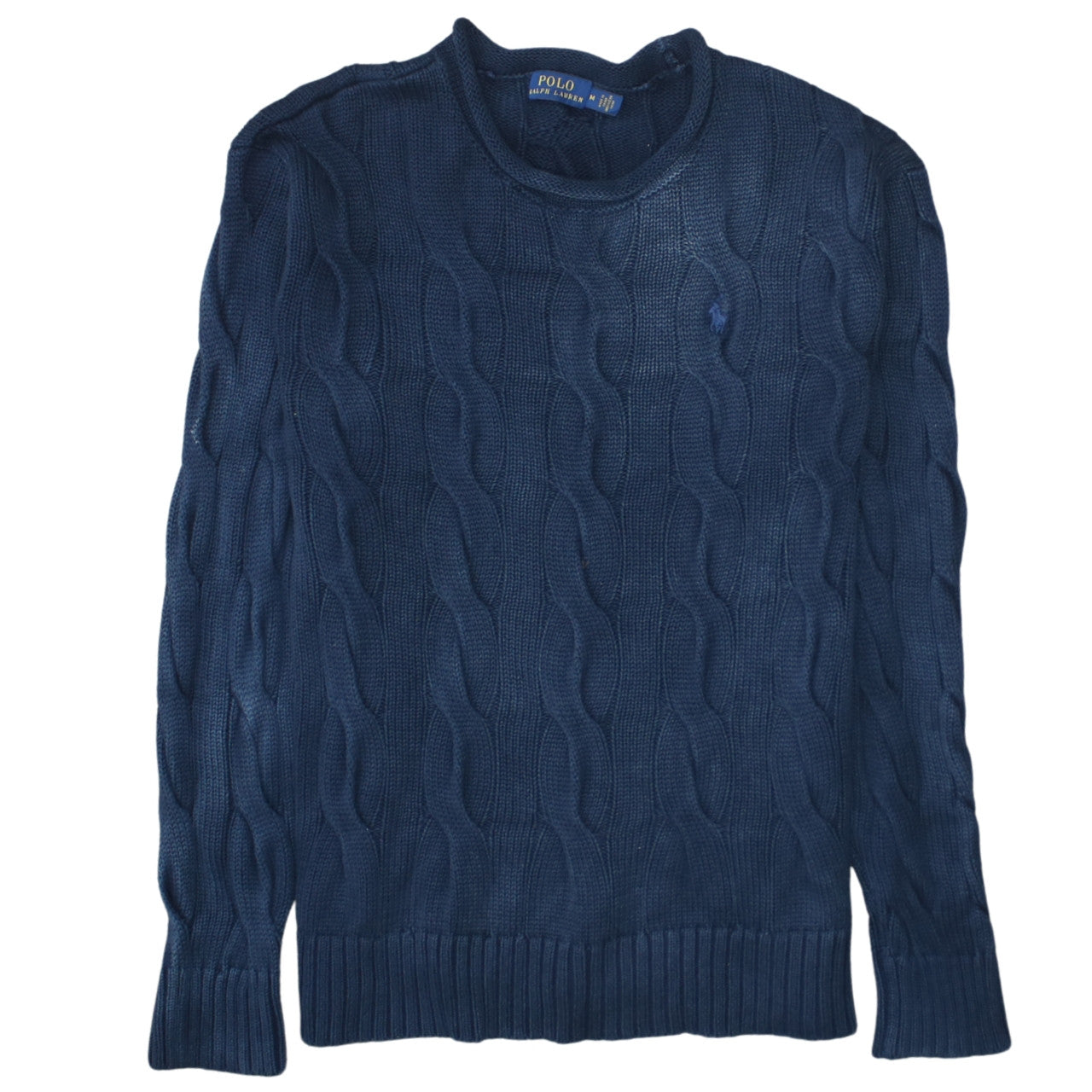 Polo Ralph Lauren Men's Blue Cable-Knit Cotton Jumper M