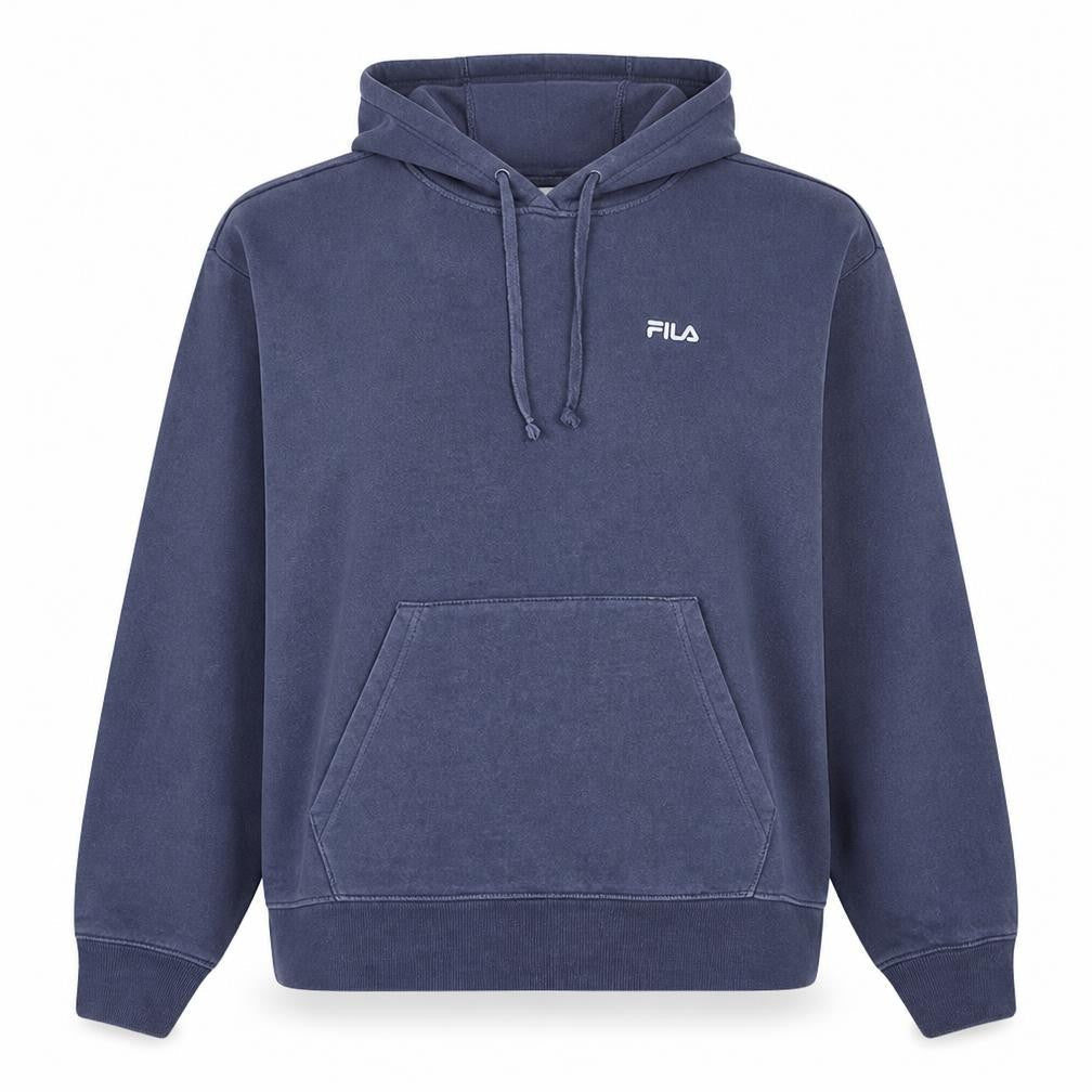 Fila Womens Blue Pullover Hoodie Medium Cotton Blend Drawstring Casual