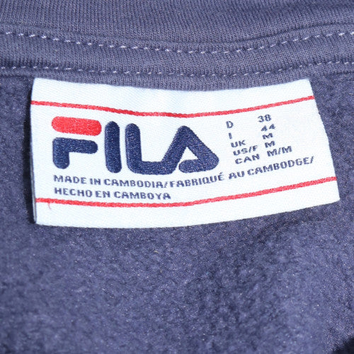 FILA Womens Blue Pullover Hoodie Medium Cotton Blend Drawstring Casual