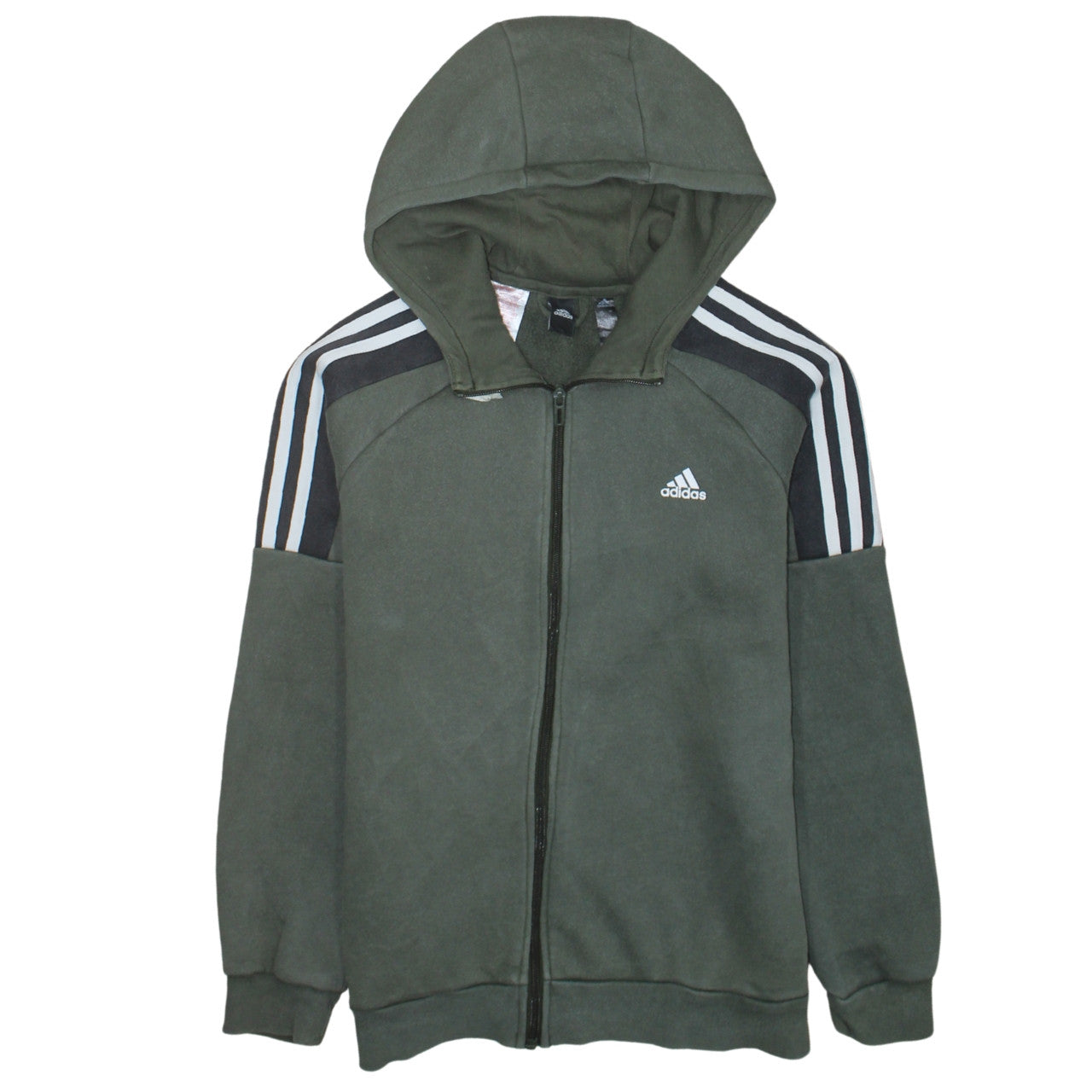 Adidas Boys Green Full Zip Hoodie Sweatshirt 13-14 Years L Gym Casual
