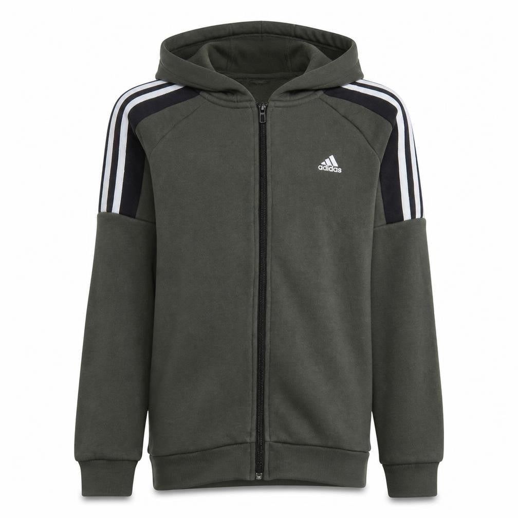Adidas Boys Green Full Zip Hoodie Sweatshirt 13-14 Years L Gym Casual