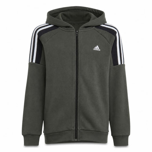Adidas Boys Green Full Zip Hoodie Sweatshirt 13-14 Years L Gym Casual