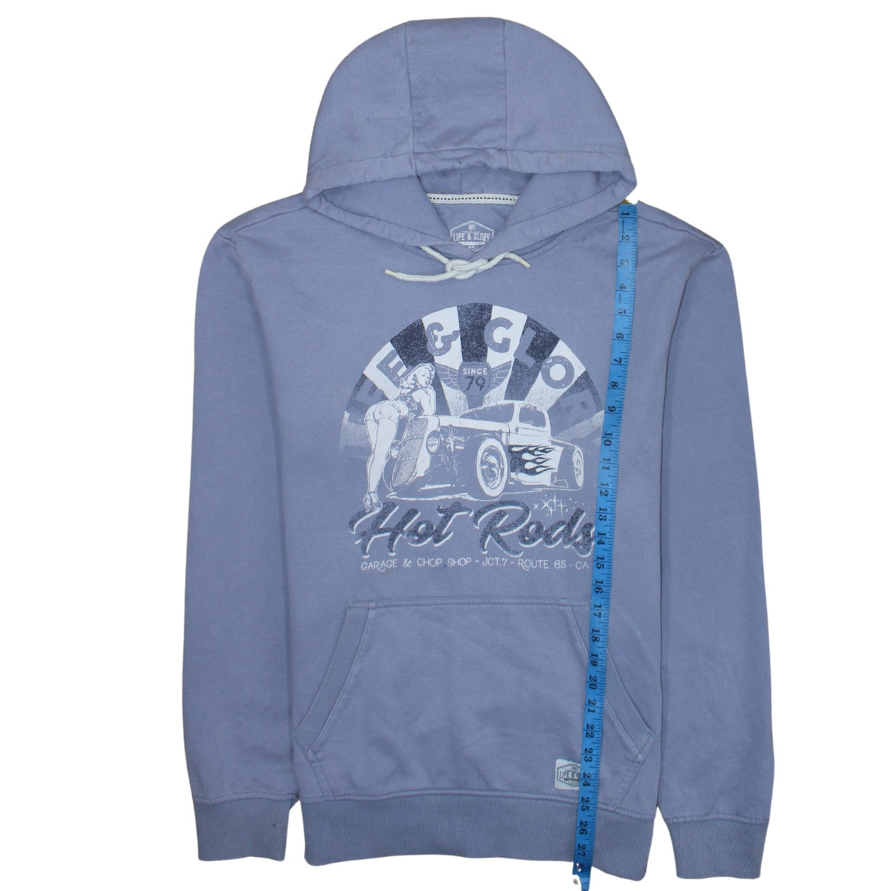 Life & Glory Women’s Blue Pullover Hoodie Size 2XL Hot Rod Graphic Print