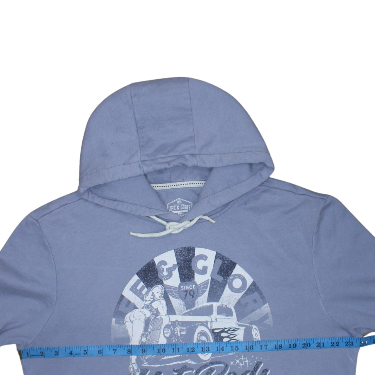 Life & Glory Women’s Blue Pullover Hoodie Size 2XL Hot Rod Graphic Print