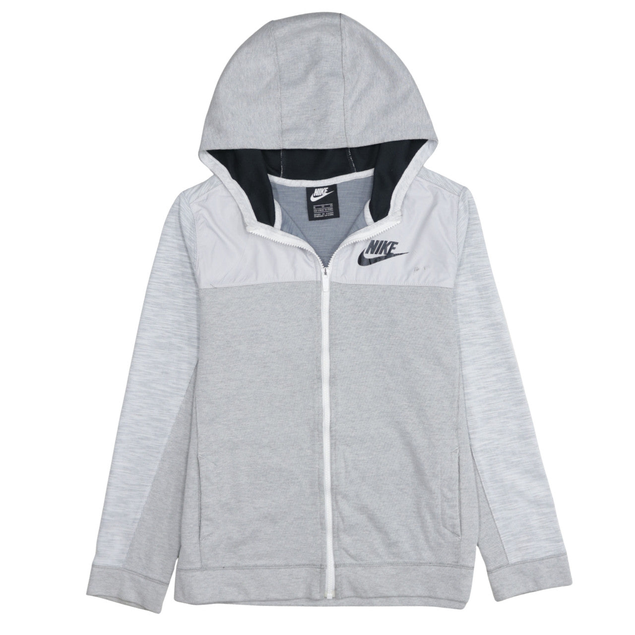Nike Boys Grey Full Zip Hoodie Sweatshirt XL 13-15 Years Hooded Logo