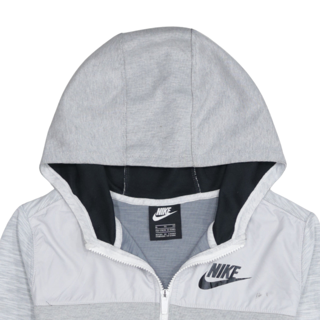 Nike Boys Grey Full Zip Hoodie Sweatshirt XL 13-15 Years Hooded Logo