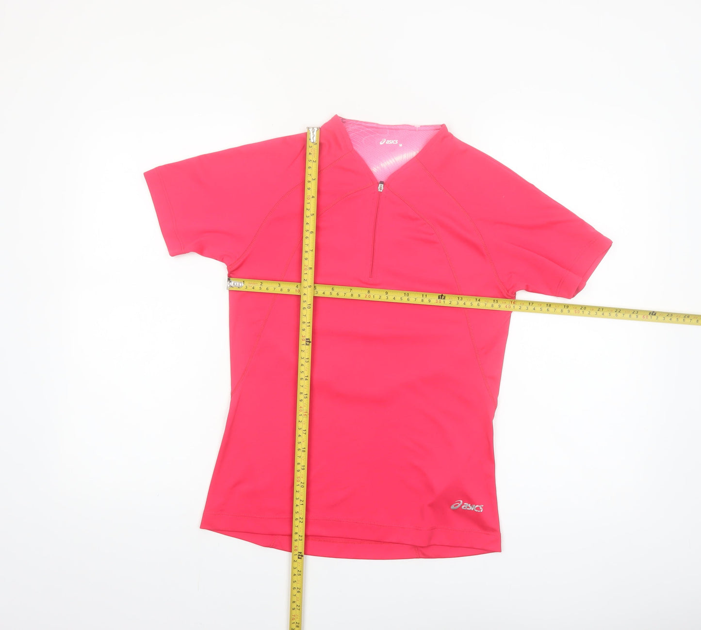 ASICS Women's Pink Short Sleeve 1/4 Zip Running Top Size M