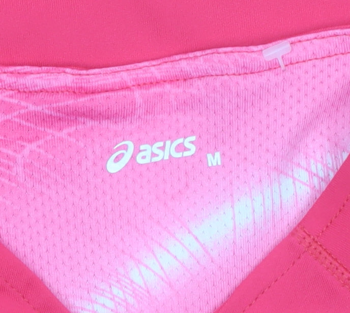 ASICS Women's Pink Short Sleeve 1/4 Zip Running Top Size M
