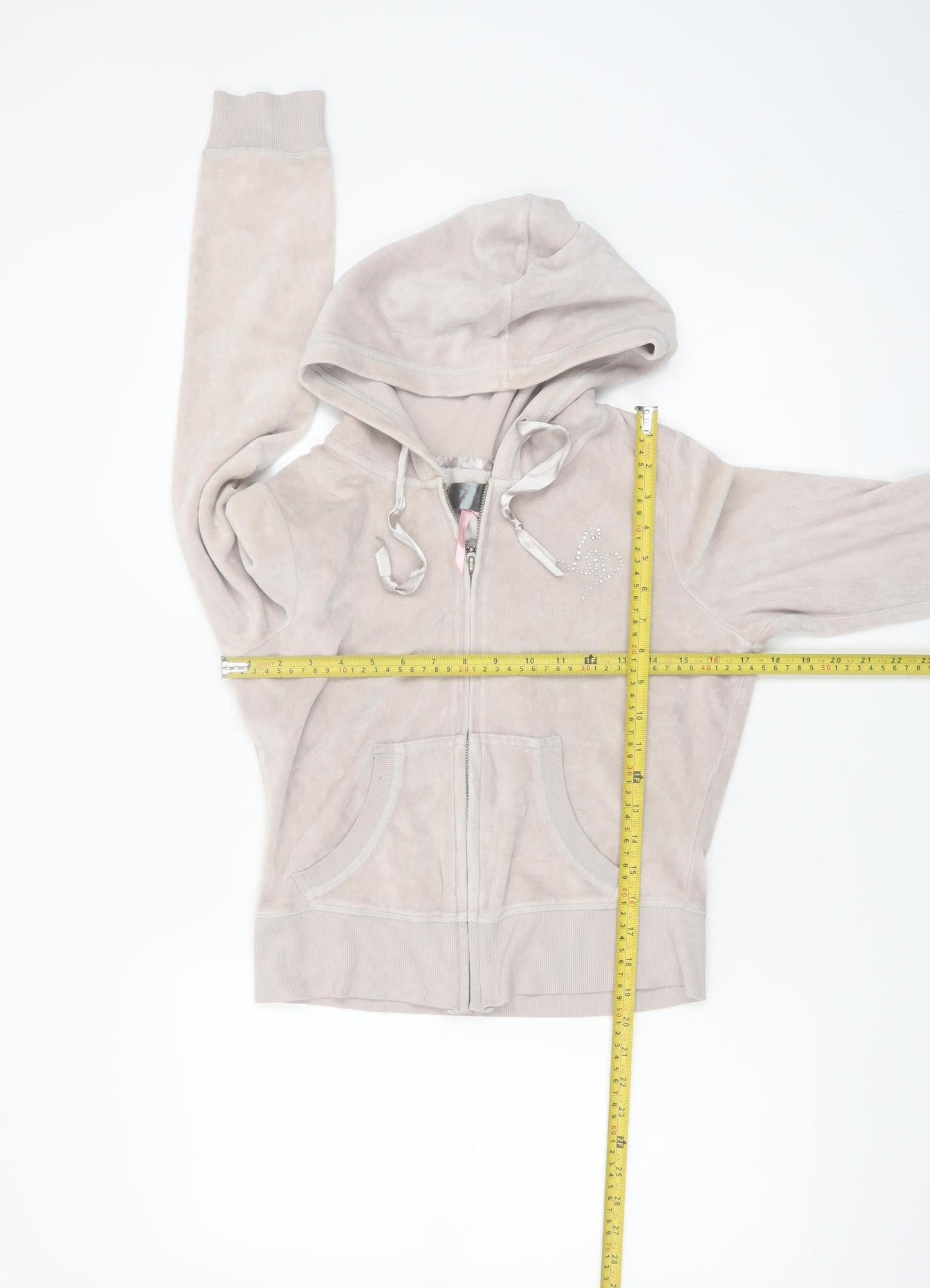 Lipsy Women’s Beige Sequin Heart Full Zip Hoodie Size 10