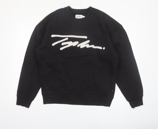 Topman Men's Black Logo Crew Neck Sweatshirt Size S Pullover