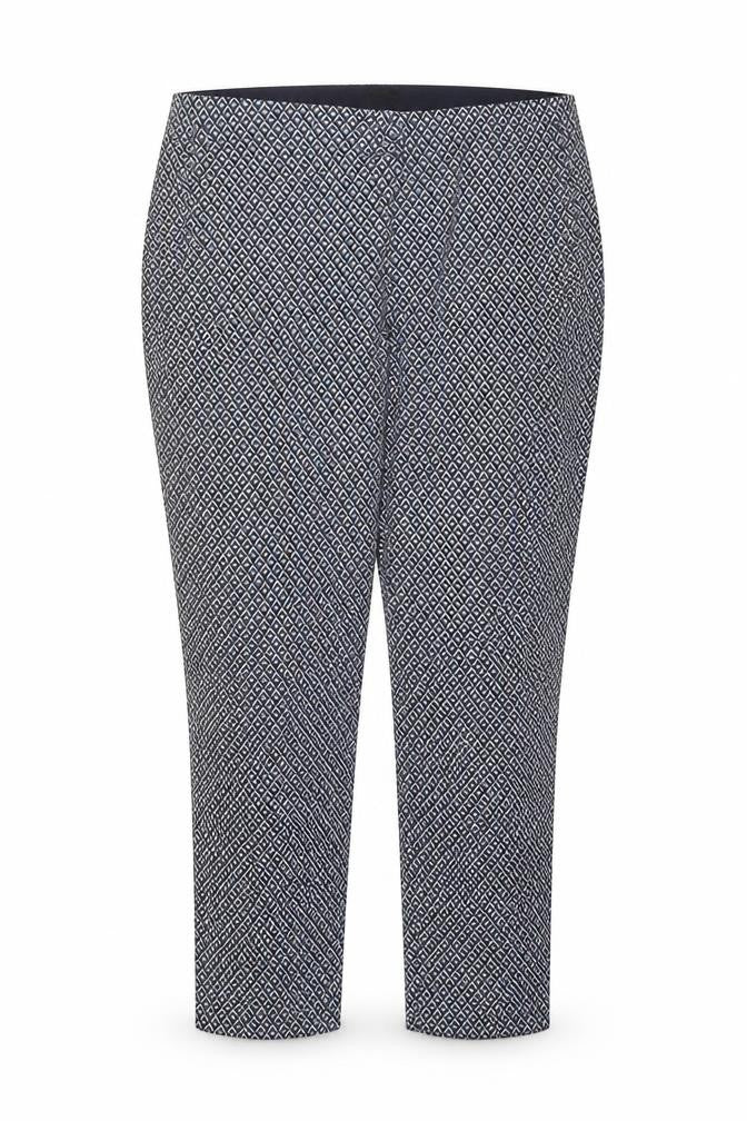 Dunnes Women's Blue Geometric Print Slim Trousers Size 18