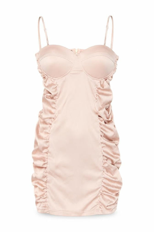 Quiz Women Beige Size 10 Bodycon Short Ruched Strappy Dress