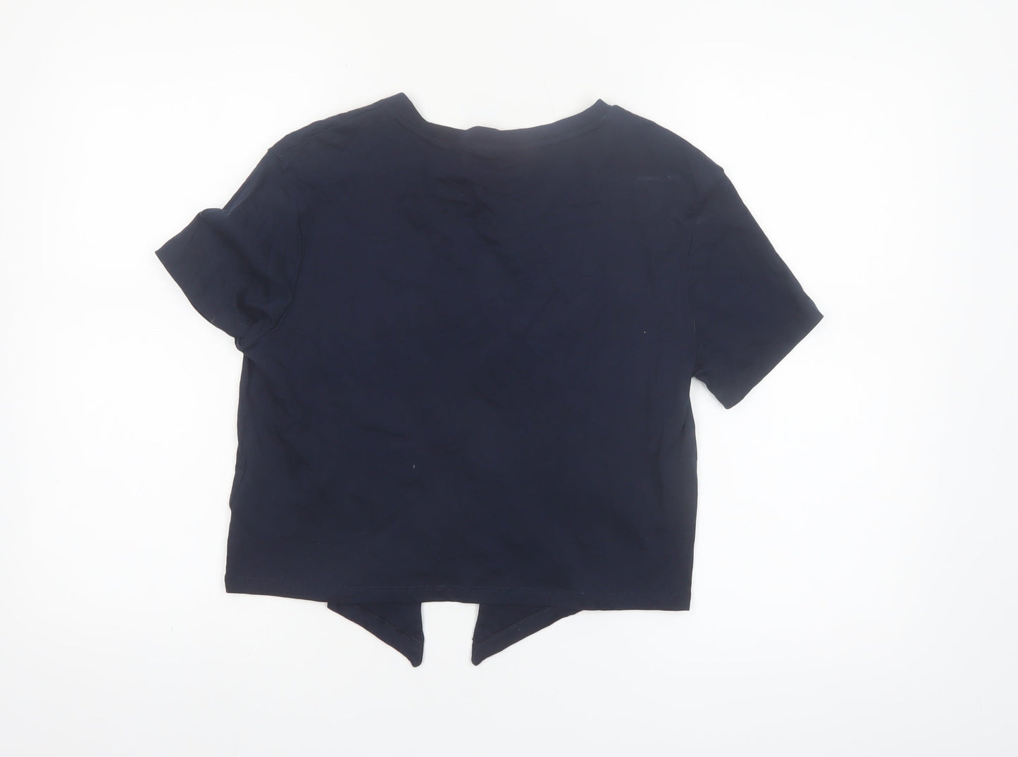 H&M Divided Women’s Blue Cropped USA Print Cotton T-Shirt Size 10