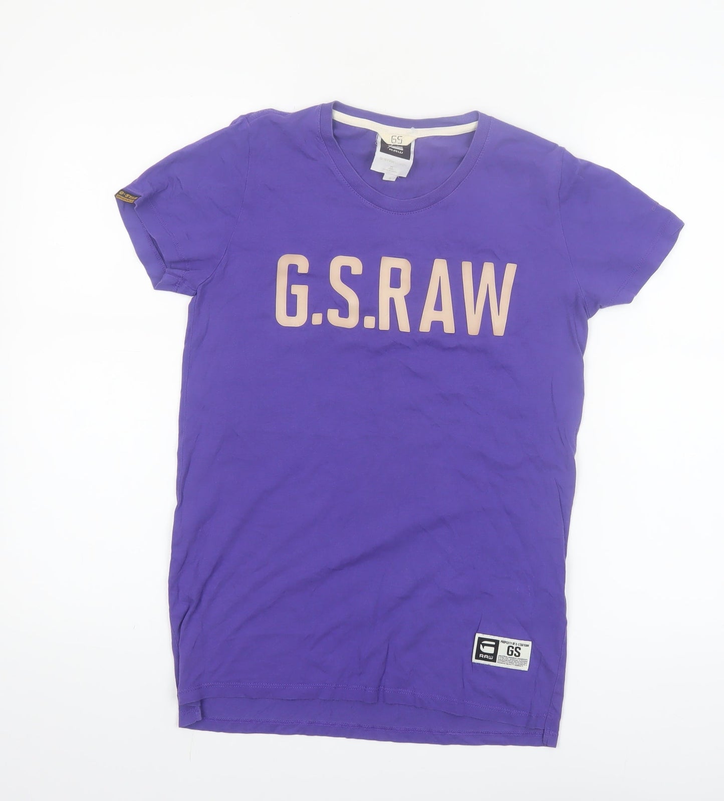 G-Star RAW Women Purple T-Shirt Small Crew Neck Short Sleeve