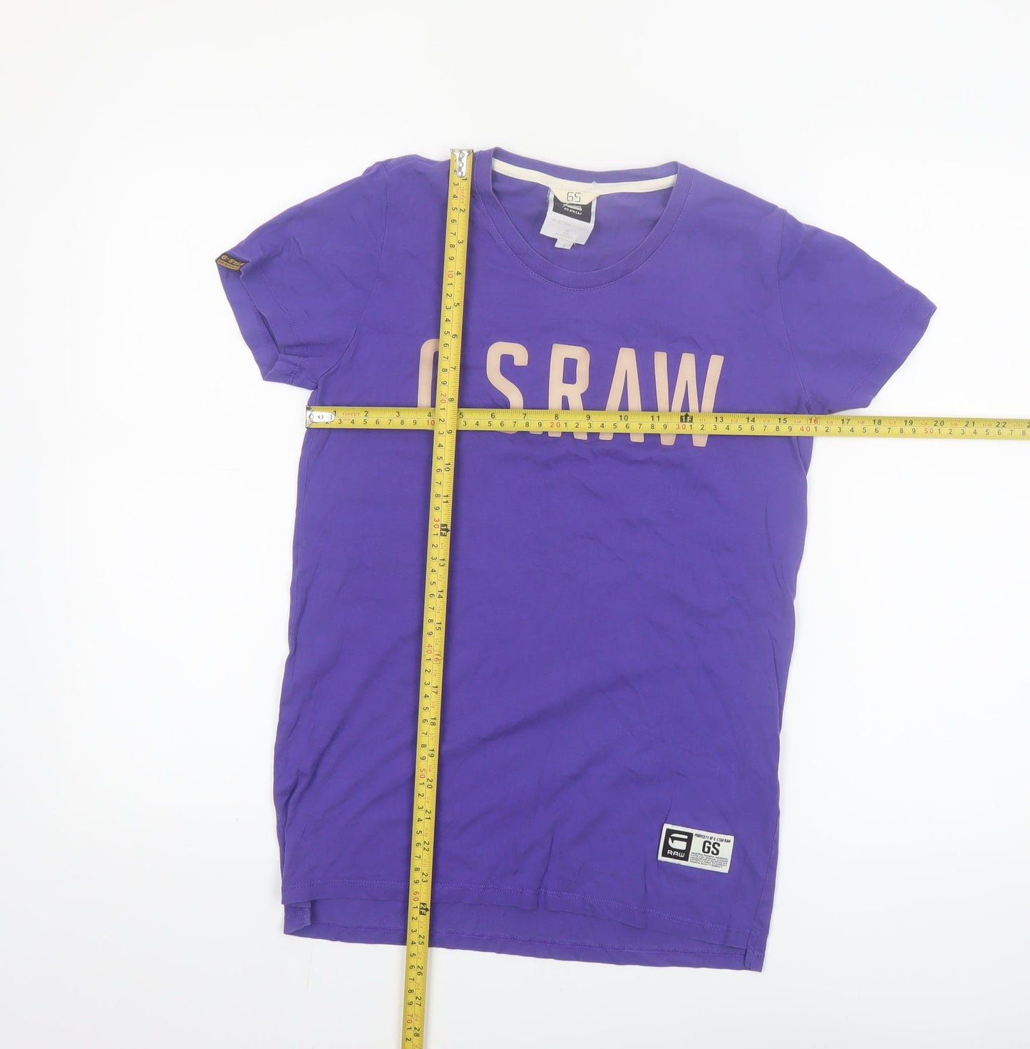 G-Star RAW Women Purple T-Shirt Small Crew Neck Short Sleeve