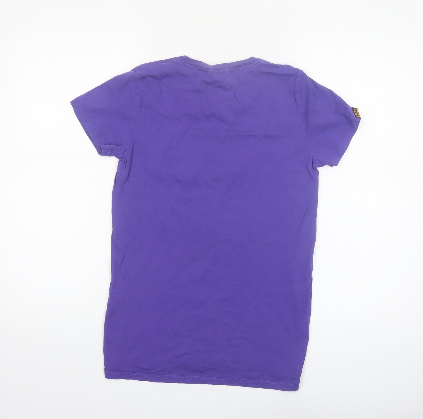 G-Star RAW Women Purple T-Shirt Small Crew Neck Short Sleeve