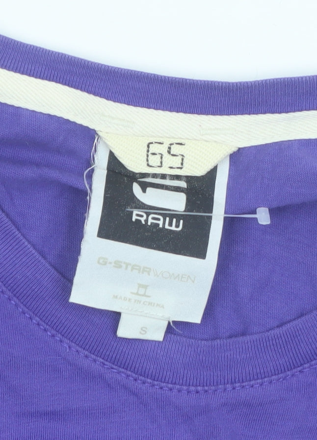 G-Star RAW Women Purple T-Shirt Small Crew Neck Short Sleeve