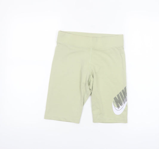 Nike Women’s Green Biker Shorts Small Tight Fit Cotton Blend