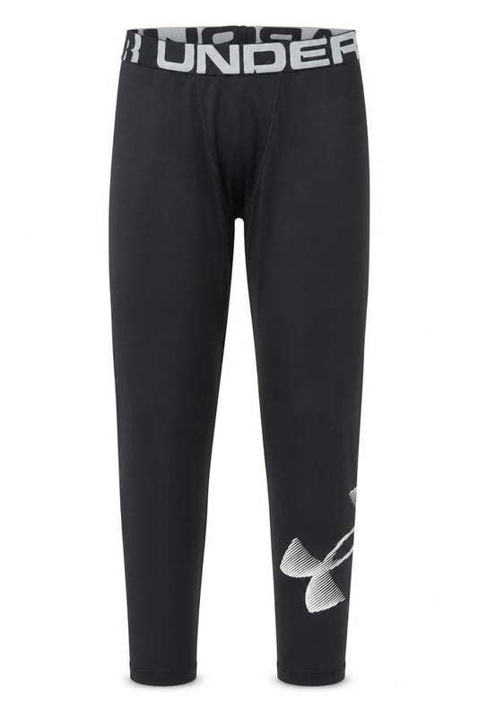 Front view of Under Armour boys’ black ylg coldgear compression leggings