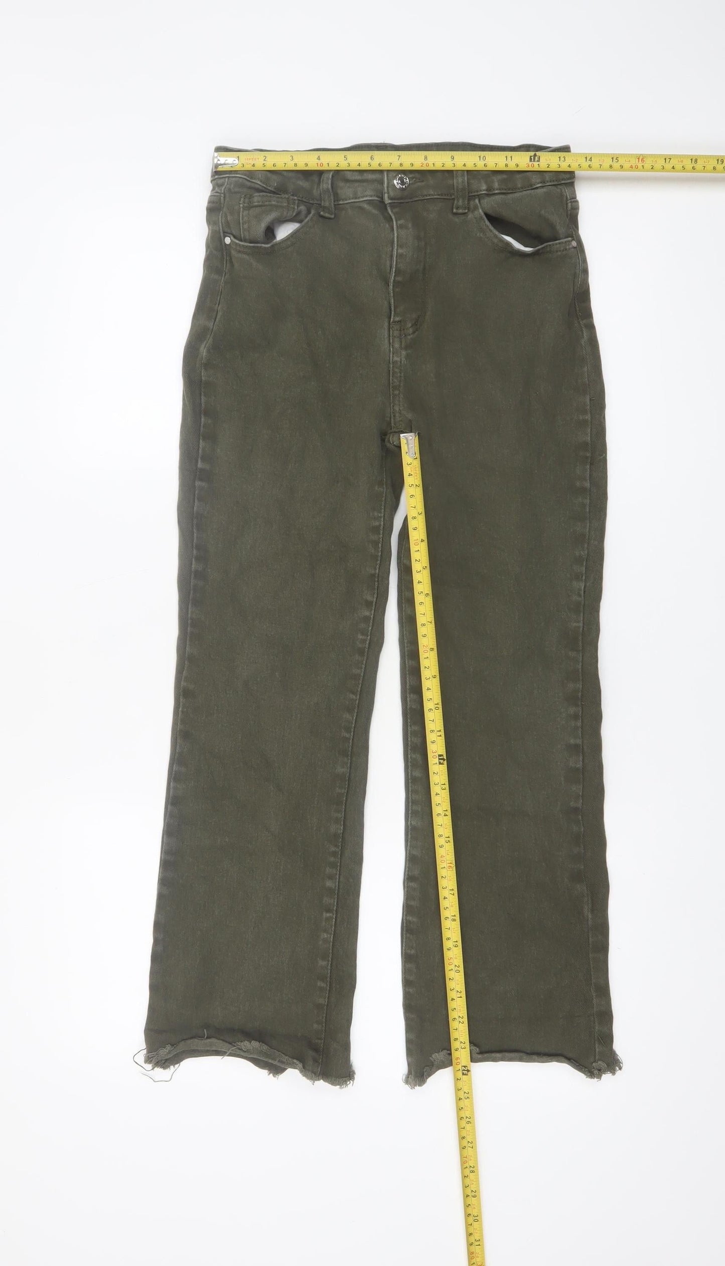 Miss Bon Womens Green Size 12 Straight Leg Denim Jeans