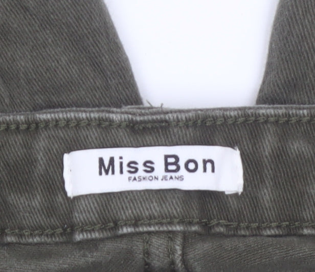 Miss Bon Womens Green Size 12 Straight Leg Denim Jeans