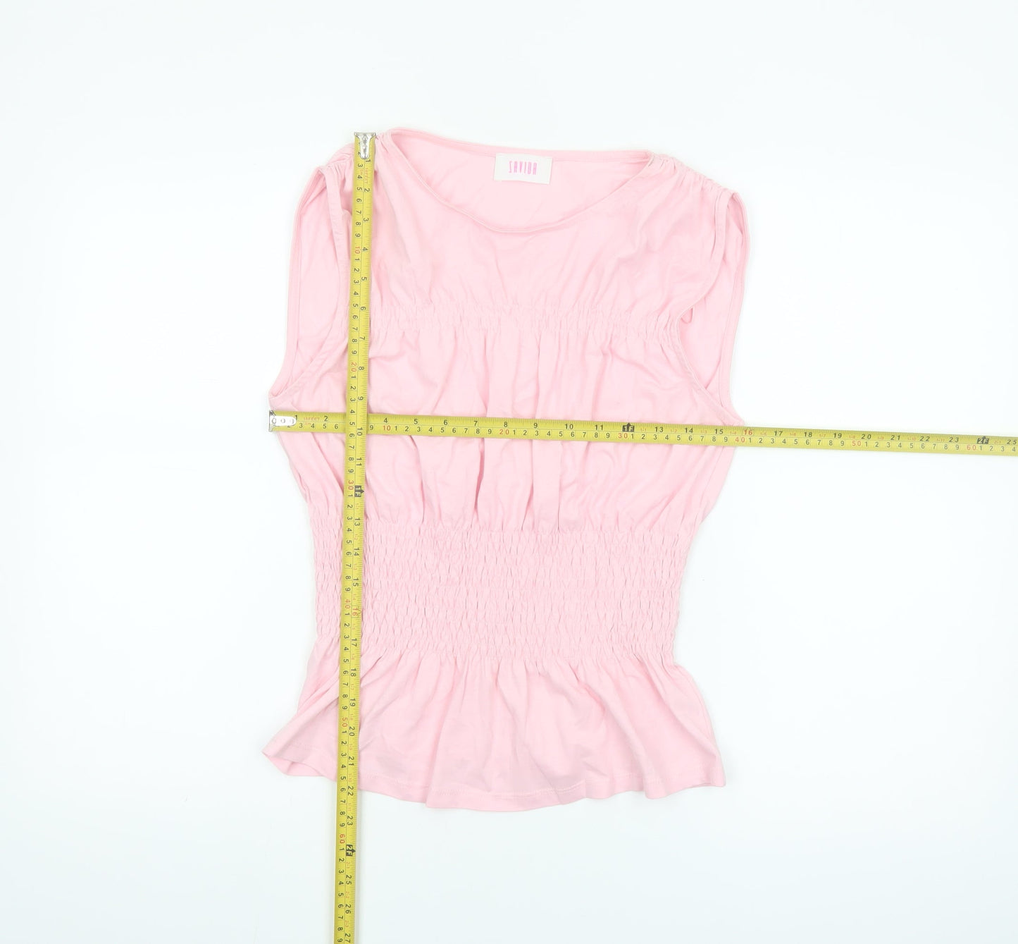 Savida Women's Pink Sleeveless Tunic Blouse Size S 100% Cotton