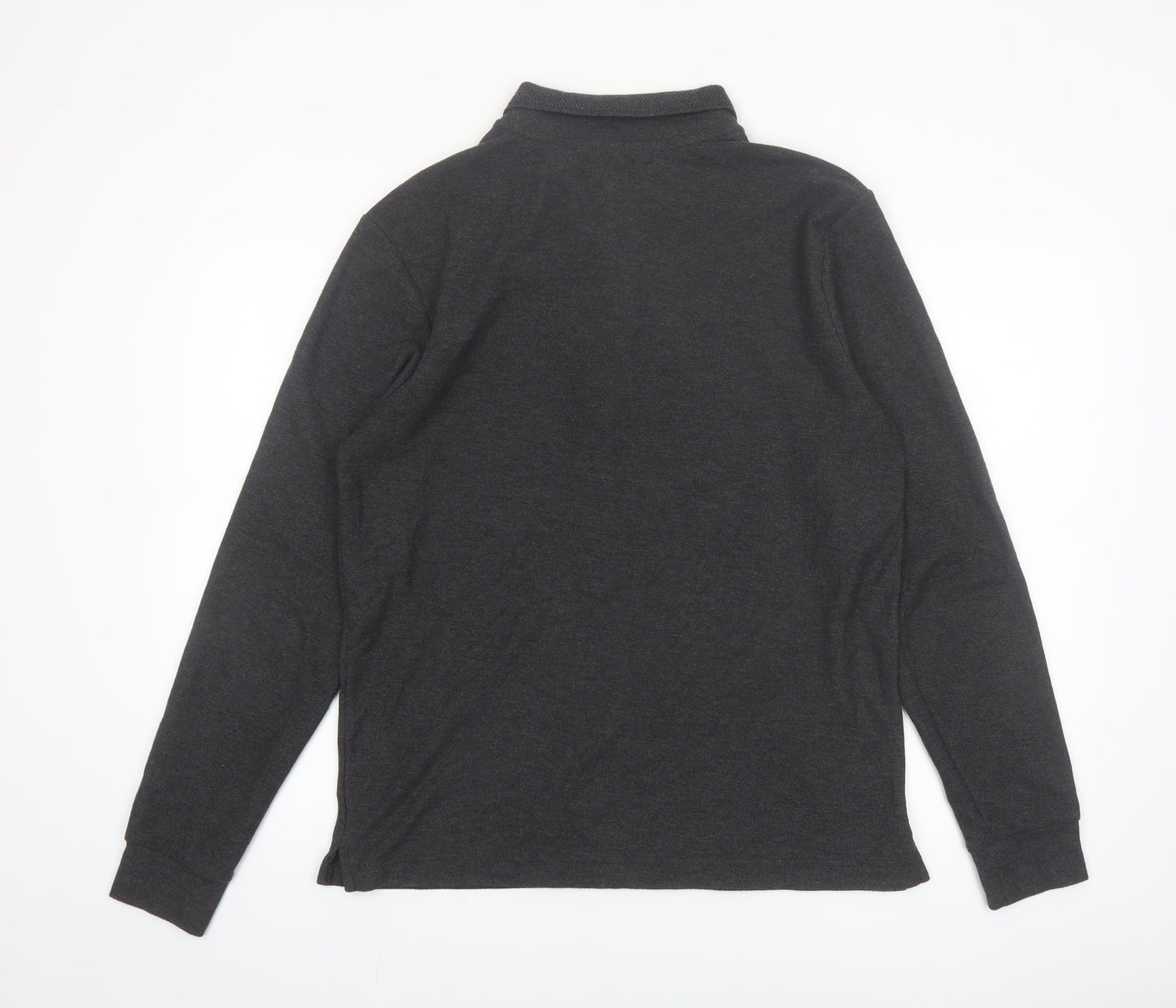 Topman Men's Grey Long Sleeve 1/4 Zip Polo Shirt Size L