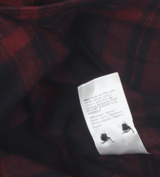 River Island Men's Red Plaid Flannel Long Sleeve Button-Up Shirt M