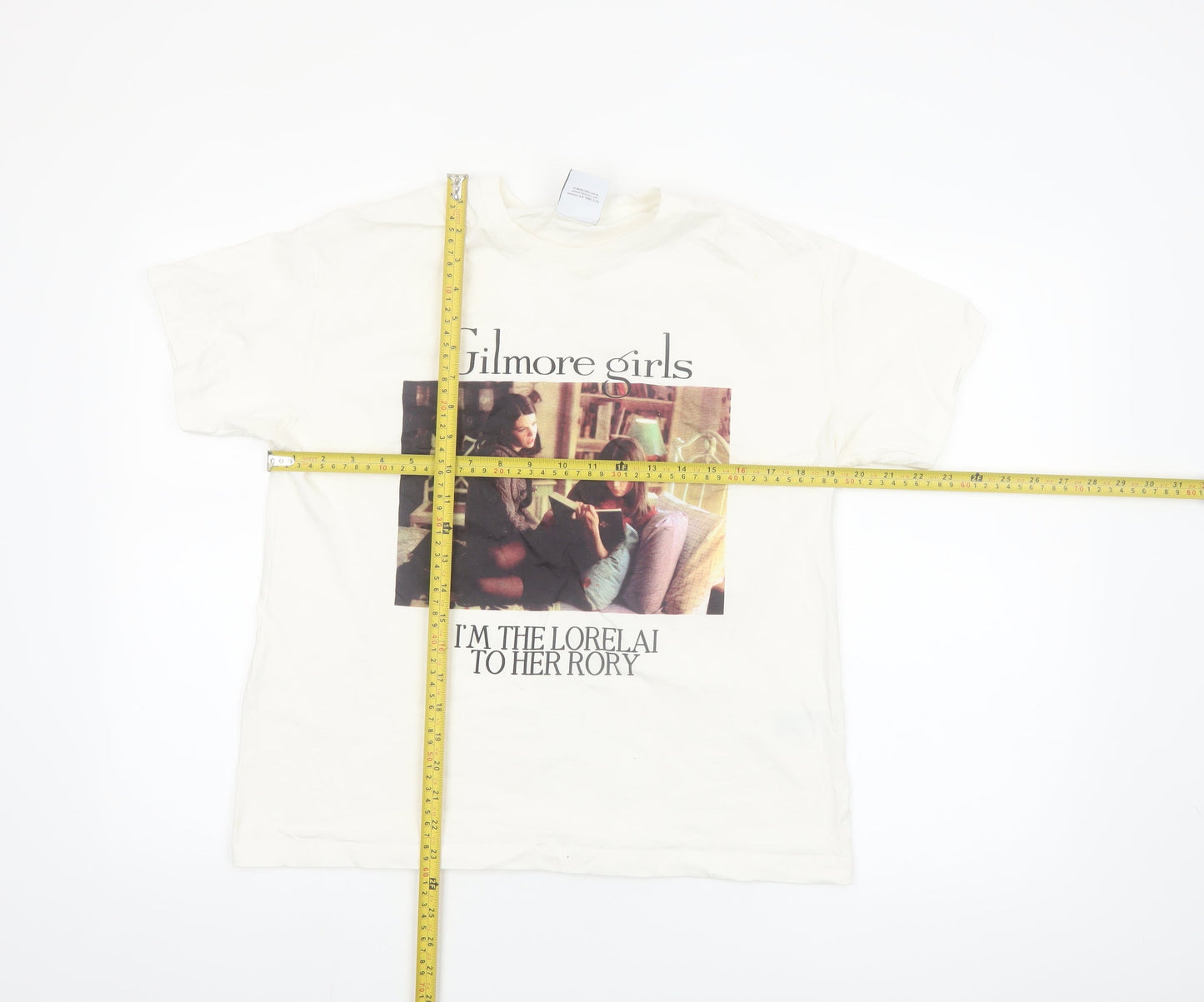 Bershka Women Ivory Gilmore Girls T-Shirt Size M Short Sleeve Cotton