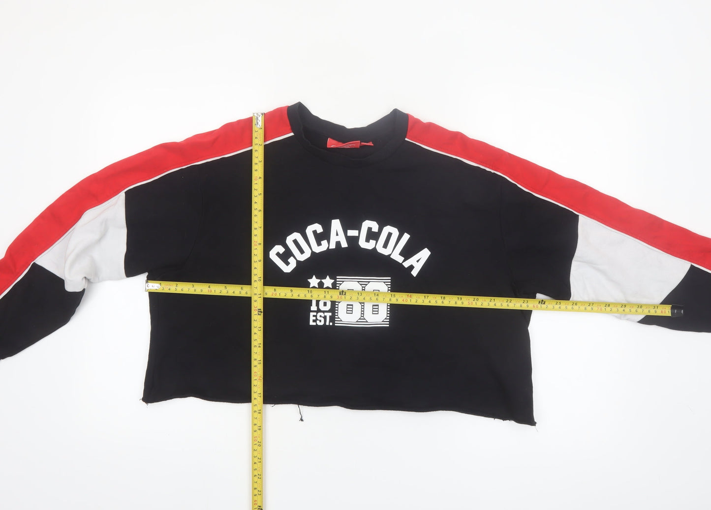 Coca-Cola Women's Black Red Crop Pullover Sweatshirt Size M