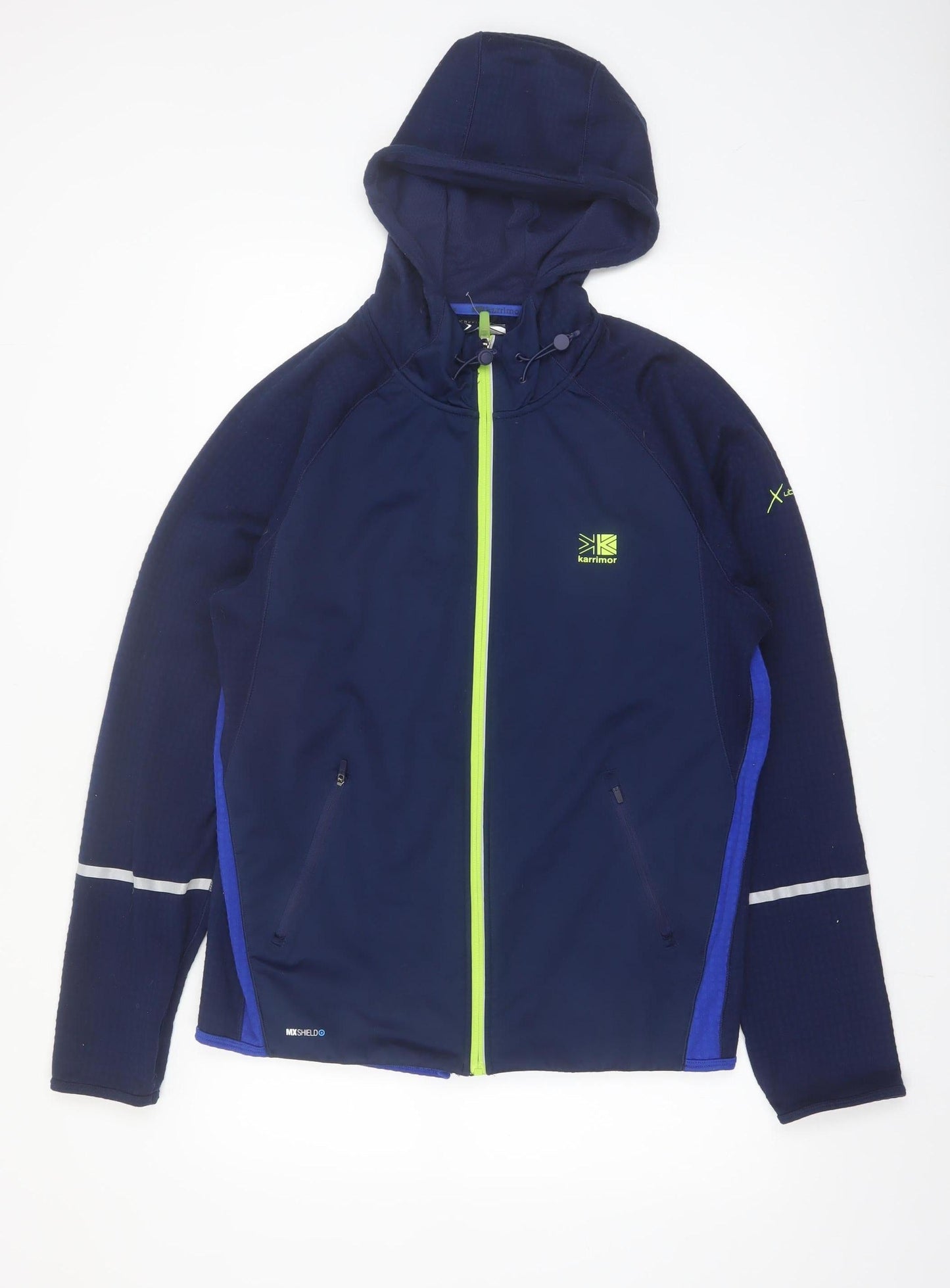 Karrimor Men Blue L Full Zip Hooded Sports Hoodie Reflective Outdoor