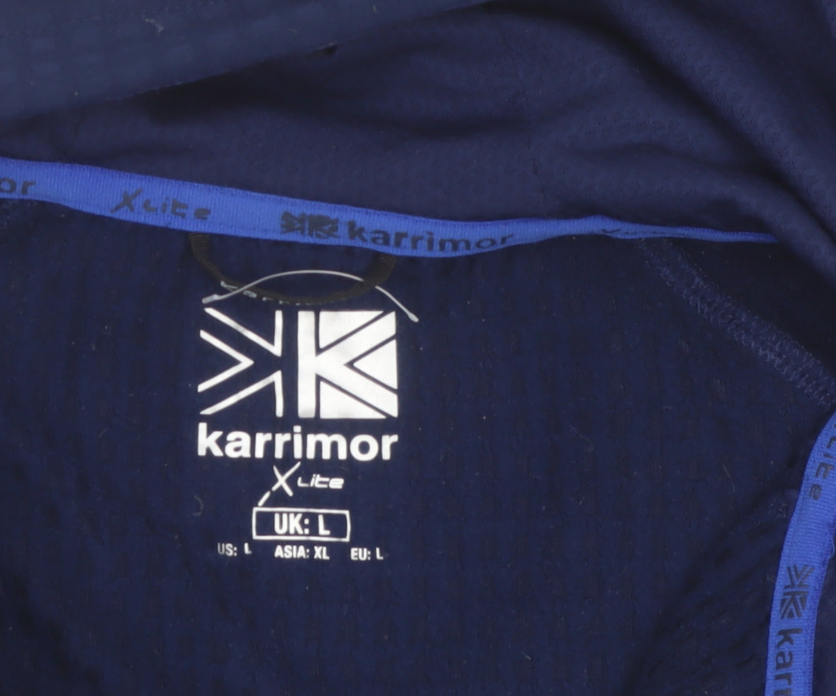 Karrimor Men Blue L Full Zip Hooded Sports Hoodie Reflective Outdoor