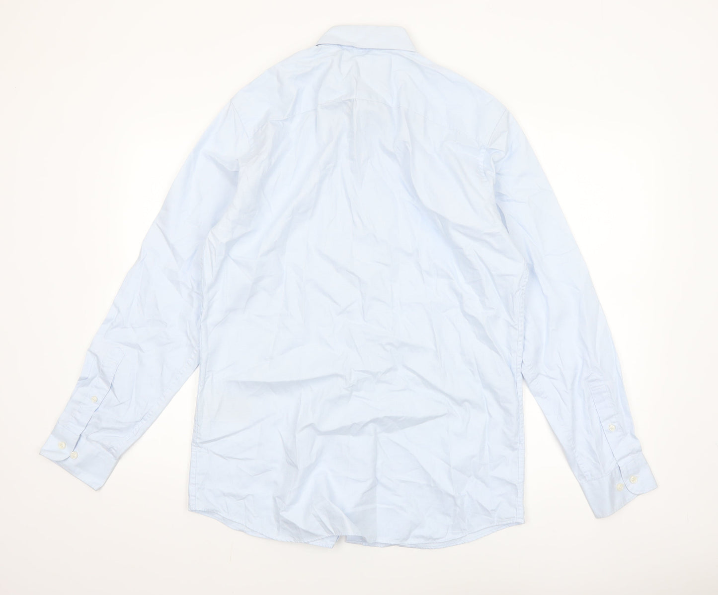 SELECTED HOMME Men's Blue Slim Fit Long Sleeve Cotton Shirt Size 16.5