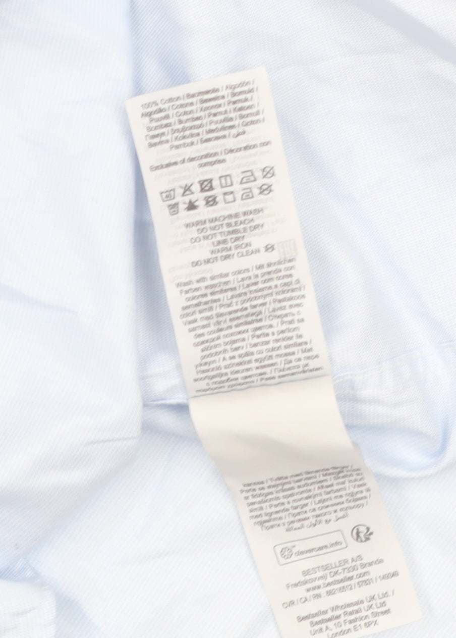 SELECTED HOMME Men's Blue Slim Fit Long Sleeve Cotton Shirt Size 16.5