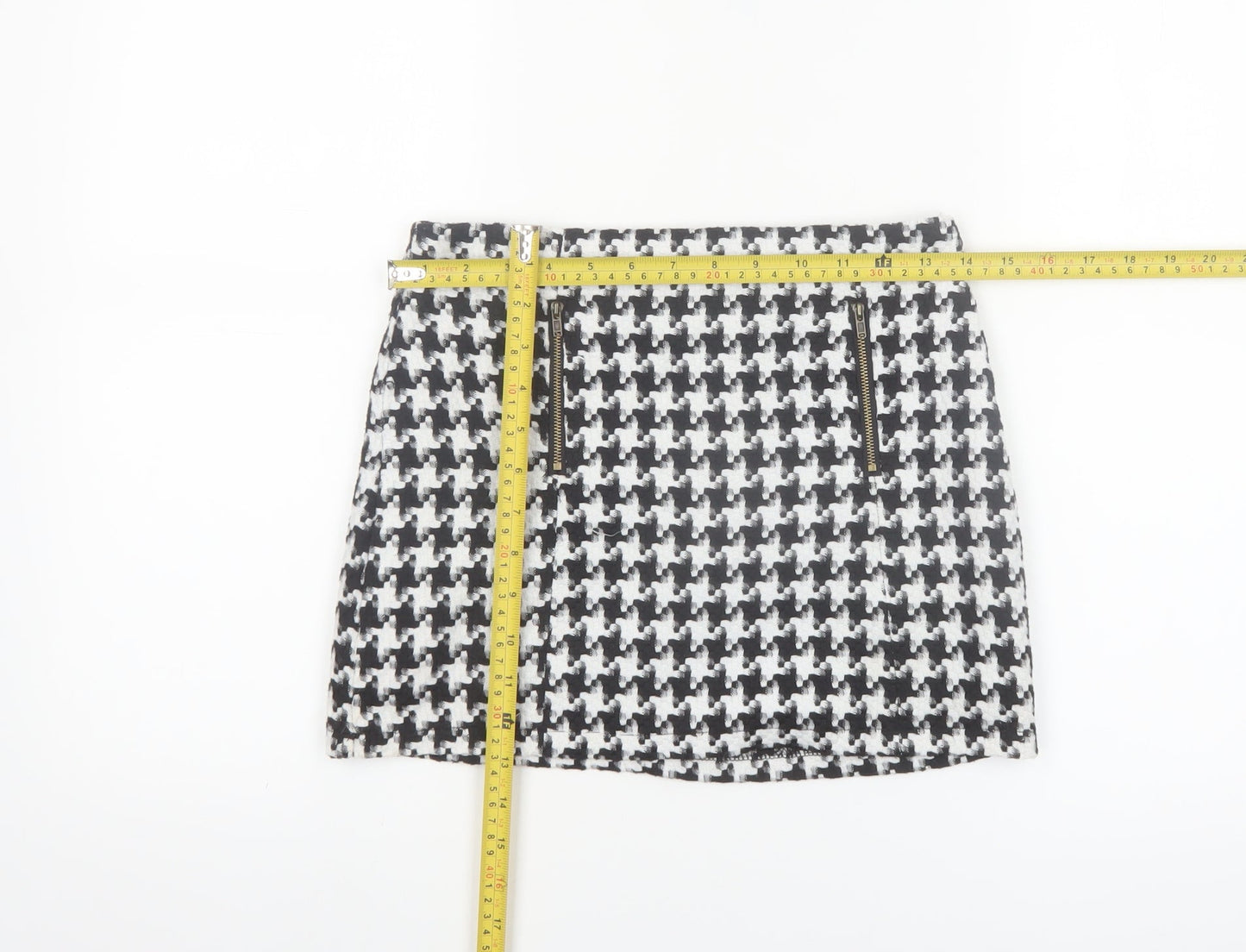 AX Paris Women's Black Mini Tweed Zip Skirt Size 8