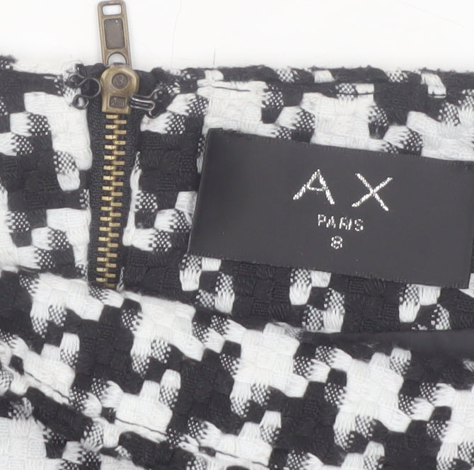 AX Paris Women's Black Mini Tweed Zip Skirt Size 8