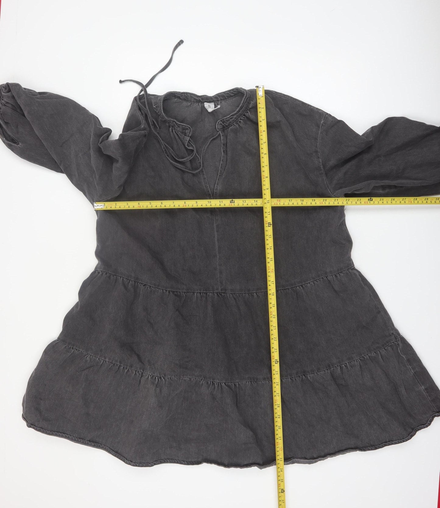 &Denim Women Black Size 12 Bohemian Smocked Cotton Dress