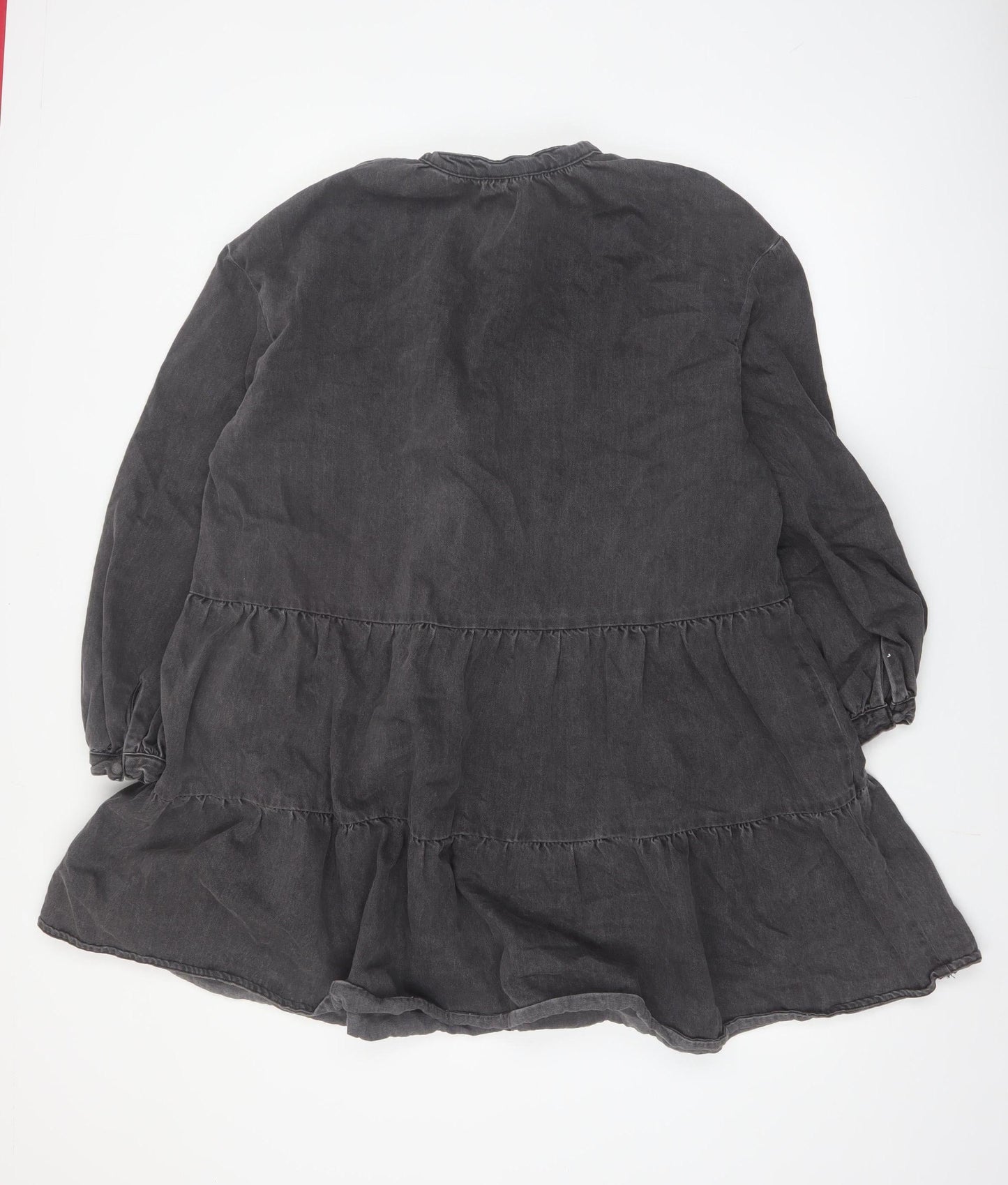 &Denim Women Black Size 12 Bohemian Smocked Cotton Dress